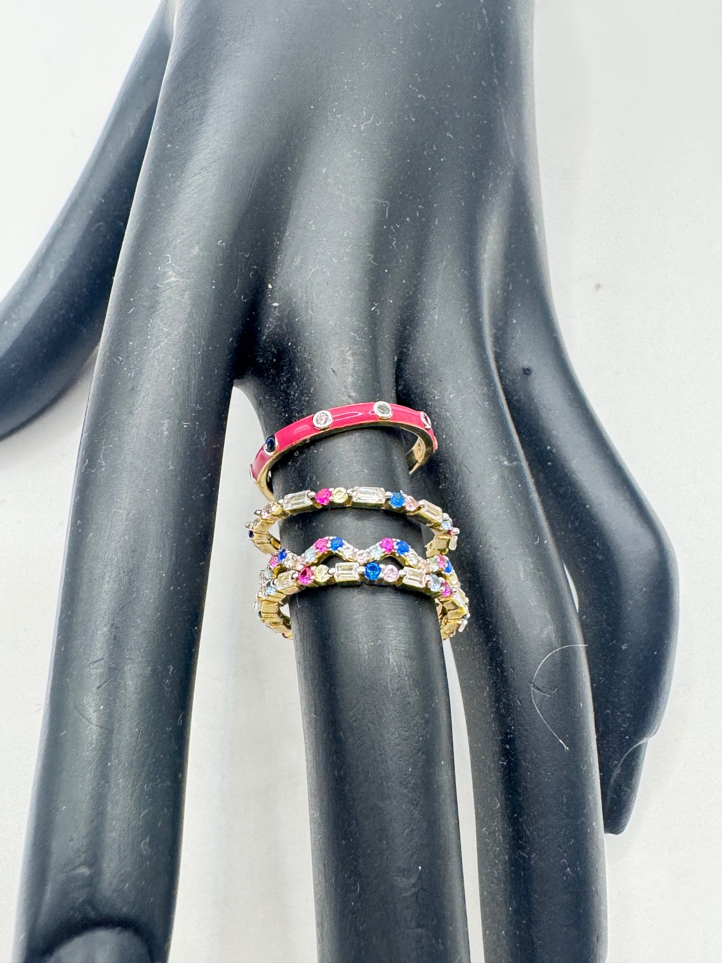 Set of 4 Sterling Silver Stacking Rings – Size 7, Excellent Condition