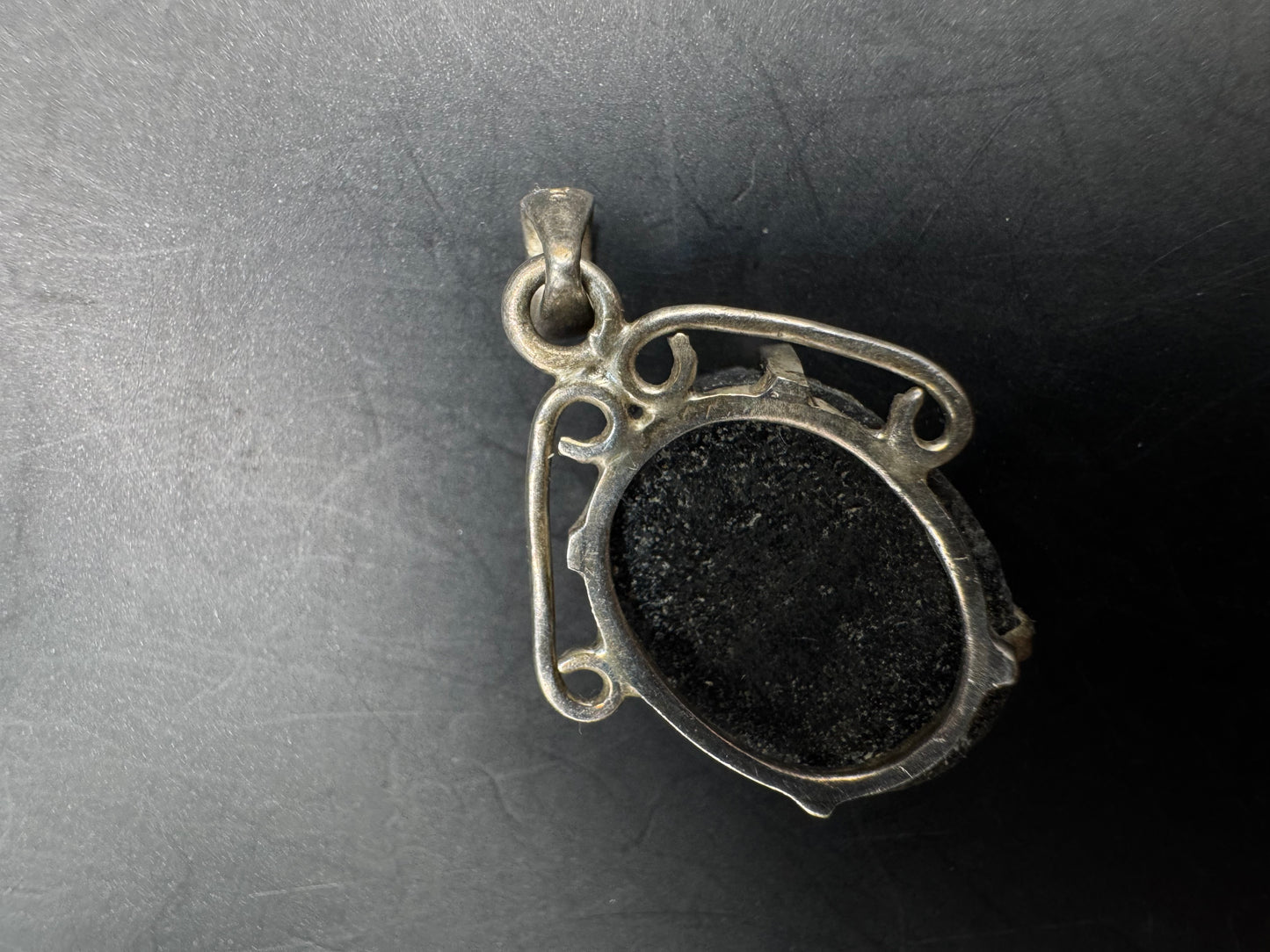 Vintage Sterling Silver Pendant with Titanium Druzy – 1”