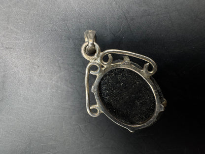 Vintage Sterling Silver Pendant with Titanium Druzy – 1”