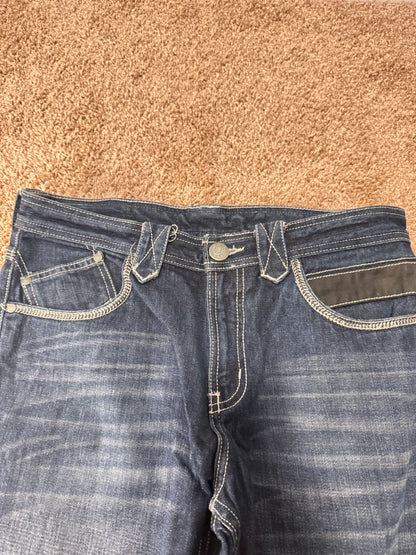 Vintage Blueprint Women’s Jeans – Size 33–34, Dark Wash, Contrast Stitching