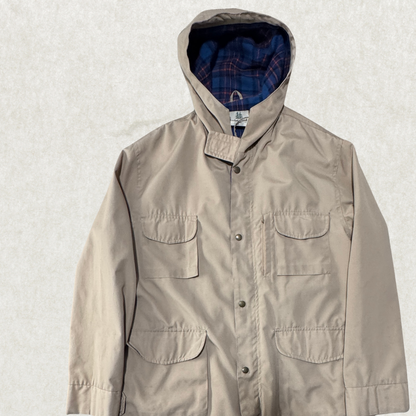 Vintage Timberland by Beck “Means” Parka – c. 1978–1983, Size L, Tan, Plaid Lined Hood