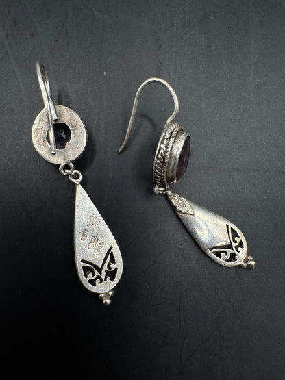 Amethyst Drop Earrings Silver 925