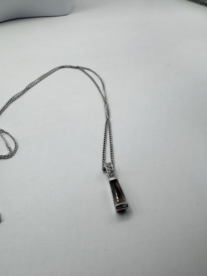 Vintage Sterling Silver Necklace with Crystal Pendant – 925