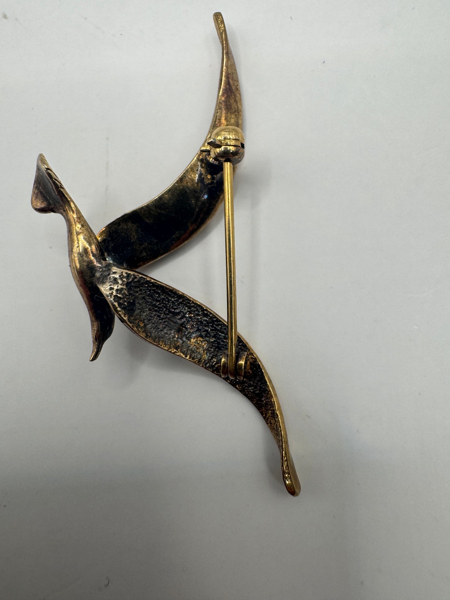 Vintage Gold Plated Sterling Silver Bird Brooch