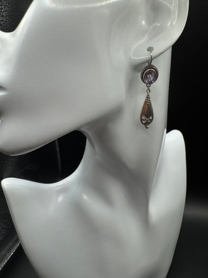 Amethyst Drop Earrings Silver 925
