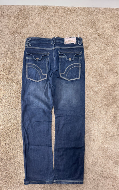 Vintage Blueprint Women’s Jeans – Size 33–34, Dark Wash, Contrast Stitching