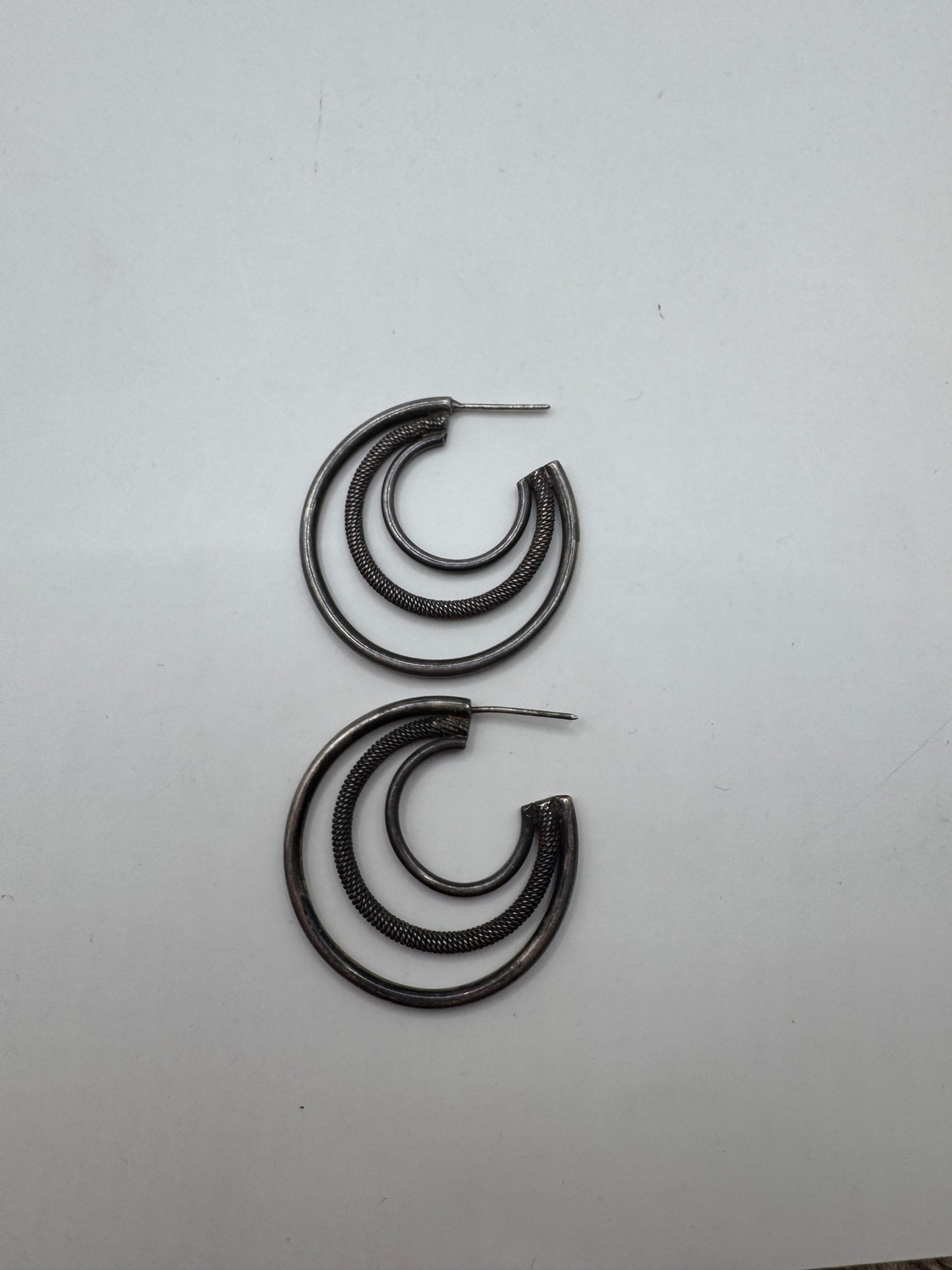 Vintage Heavy Sterling Silver Spiral Hoop Earrings – Excellent Condition