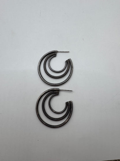 Vintage Heavy Sterling Silver Spiral Hoop Earrings – Excellent Condition