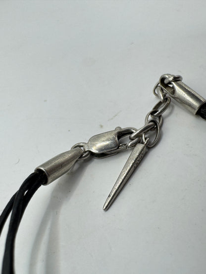 Vintage APART Sterling Silver & Leather Charm Bracelet – Black Rhinestone European Bead Style