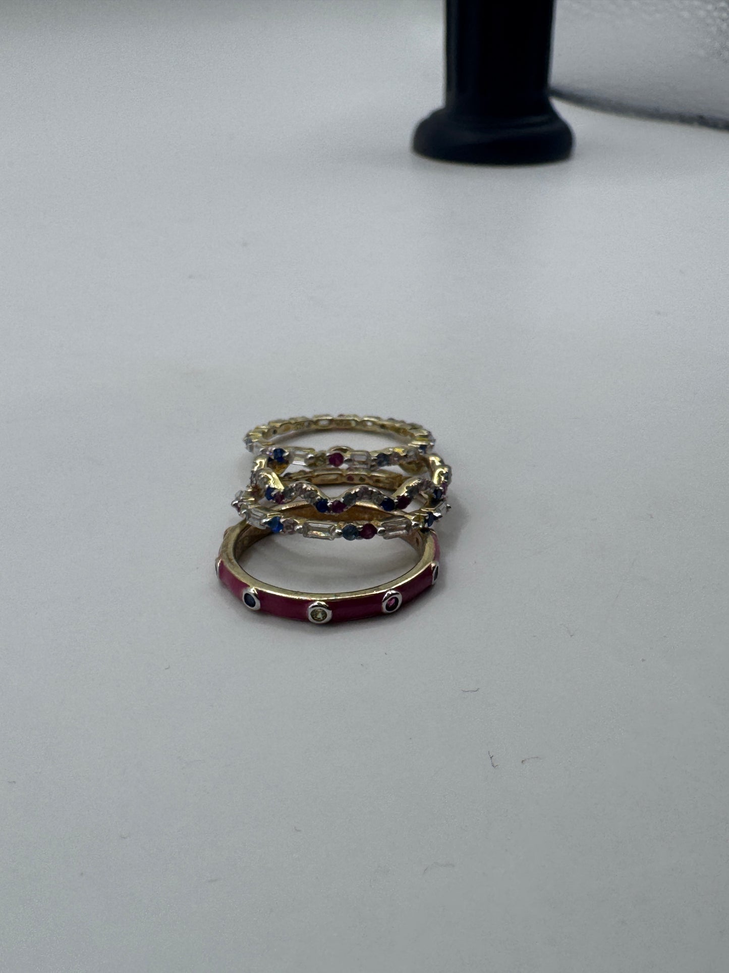 Set of 4 Sterling Silver Stacking Rings – Size 7, Excellent Condition