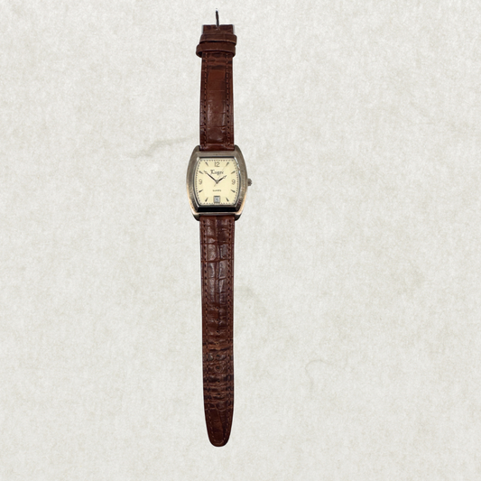 Vintage Luger Swiss Men’s Watch – Classic Design, Brown Leather Strap
