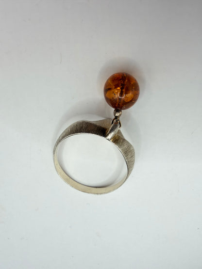 Amber Drop Sculptural Ring — Size 10