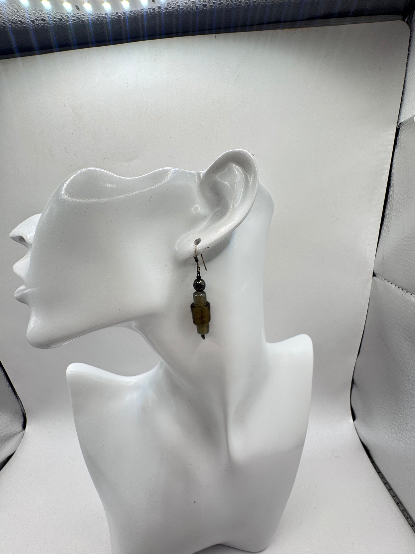 Vintage Sterling Silver Earrings with Iridescent Art Glass Beads – Excellent Condition