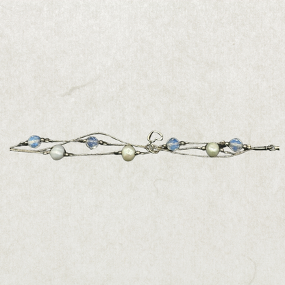 Elegant 925 Silver Bracelet with Pearl & Opalite – 7”