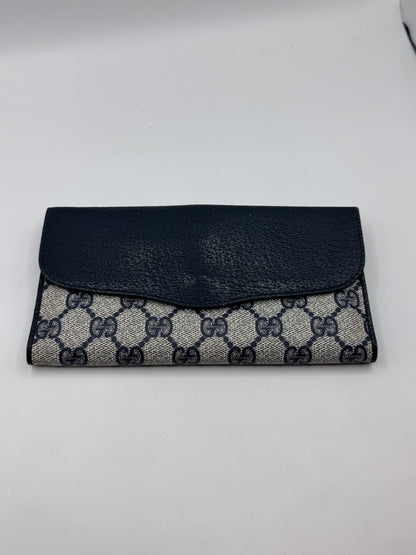 Authentic Gucci Accessory Collection GG Canvas Trifold Wallet in Blue – Excellent Condition