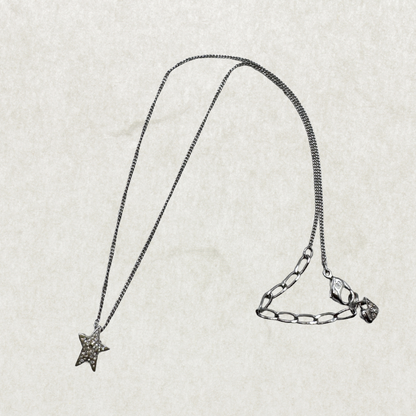 Swarovski Crystal Necklaces – Star & Heart Charms, Silver Tone, 19” Length