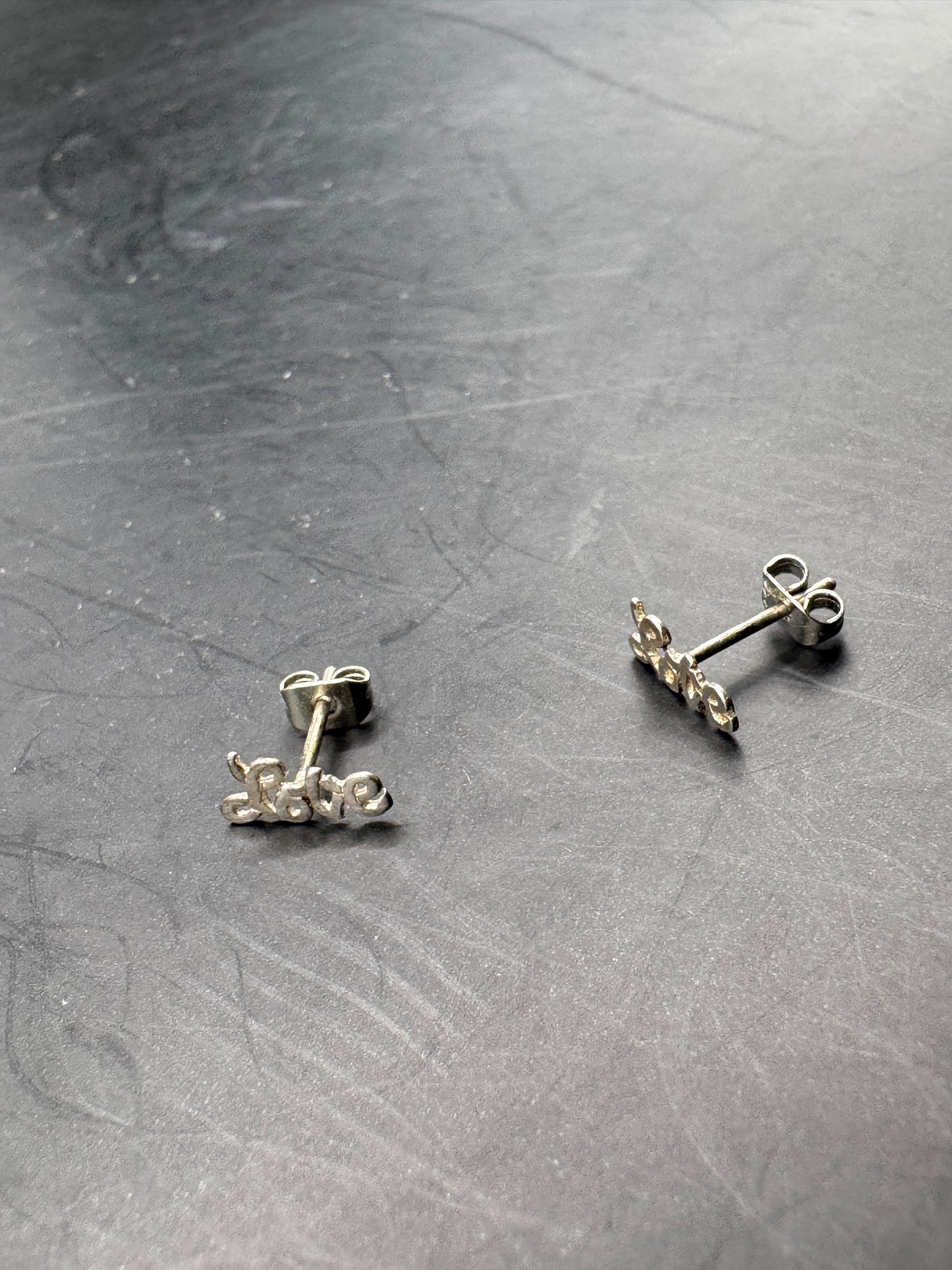 Vintage Sterling Silver LOVE Stud Earrings – Script Letter Earrings