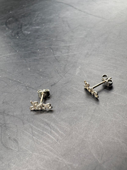 Vintage Sterling Silver LOVE Stud Earrings – Script Letter Earrings