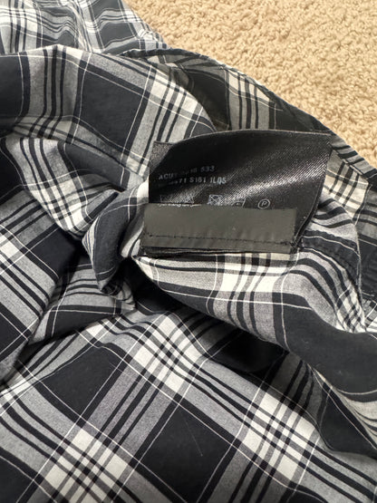 Authentic Prada Men’s Dress Shirt – Size 42 (16 1/2), Navy Plaid, Italian Designer