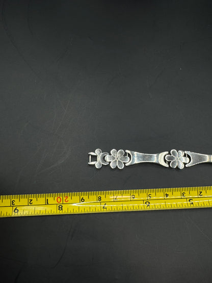Vintage Mexican Sterling Silver 925 Bracelet – Floral Link Design, Taxco Style, Mid-Century