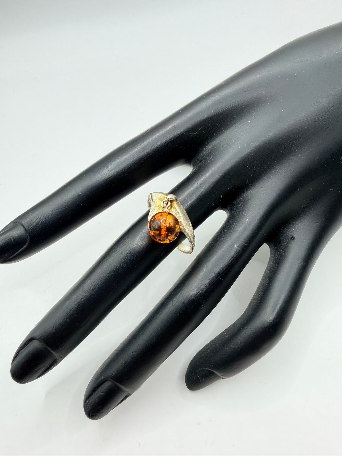 Amber Drop Sculptural Ring — Size 10
