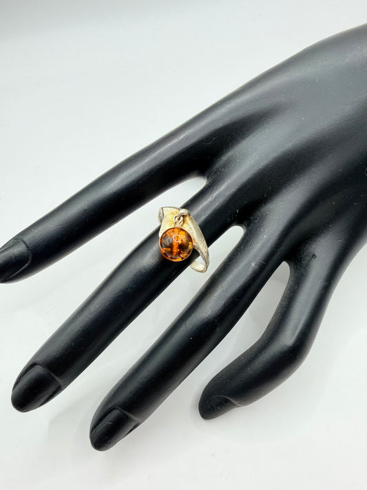 Amber Drop Sculptural Ring — Size 10