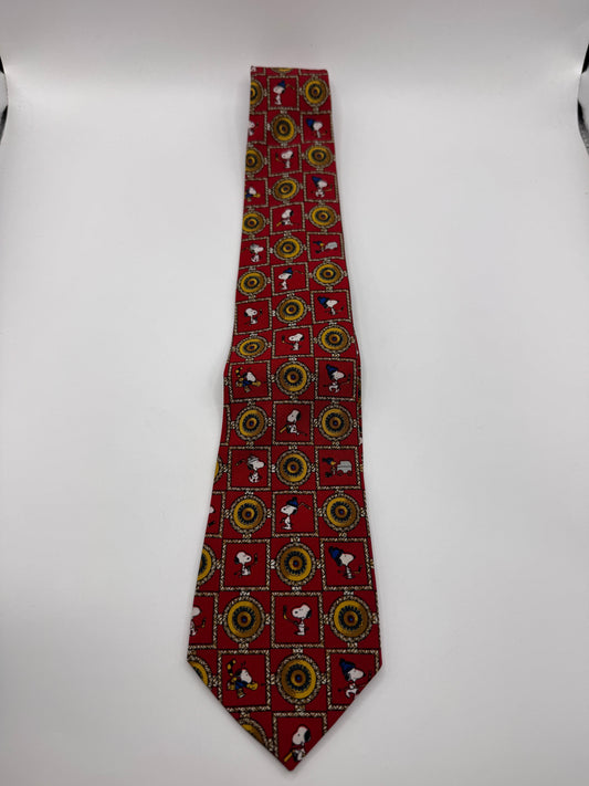 Vintage Snoopy Tie – Red Cartoon Print, 100% Polyester, 49” x 3”