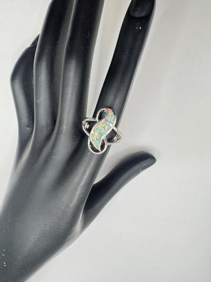 Aurora Sterling Silver Opal Statement Ring – Size 7