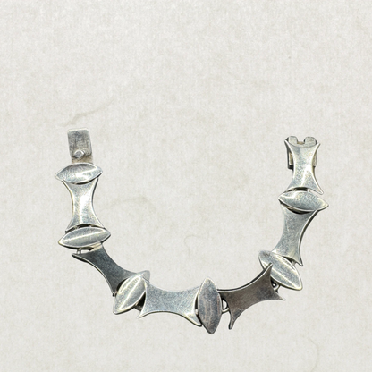 Vintage Taxco Mexico Bracelet – Modernist Link Design, Sterling Silver 925, 50.6g