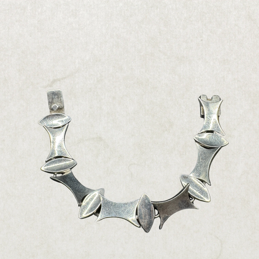 Vintage Taxco Mexico Bracelet – Modernist Link Design, Sterling Silver 925, 50.6g