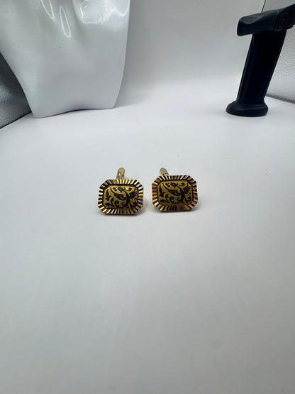Vintage 1960s Spanish Damascene Cufflinks – Excellent Condition