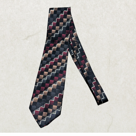Vintage Valerio Garati 100% Silk Geometric Abstract Tie – Italian Style Designer Necktie 60” x 4”