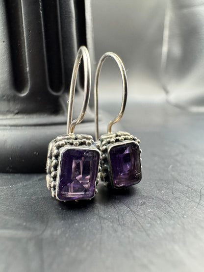 Sterling Silver Amethyst Drop Earrings