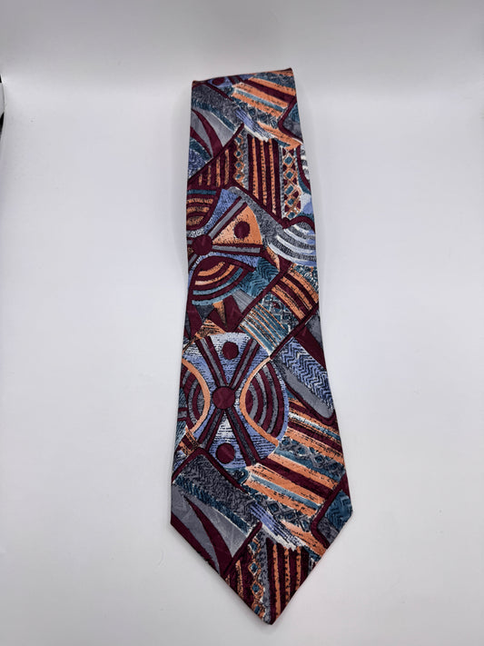 Vintage Collezione Bellagio Silk Tie – 100% Silk, Abstract Geometric Pattern