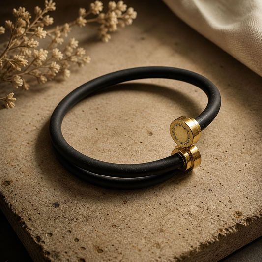 Marc by Marc Jacobs Minimalist Rubber Bracelet – Black & Gold Tone Designer Cuff, Modern Unisex
