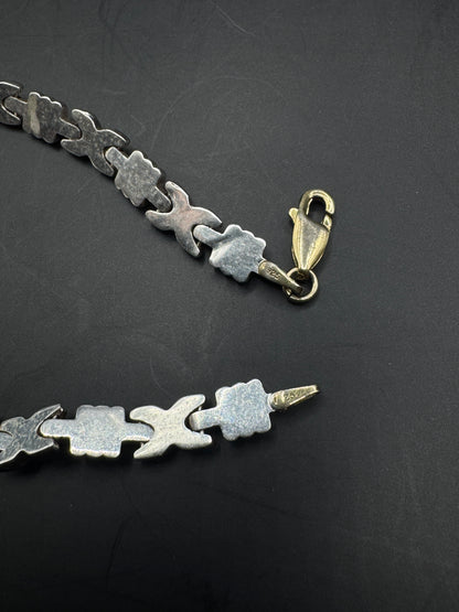 Vintage Sterling Silver 925 Bracelet – Two Tone Link Design, Italian Made, Modern Classic Style