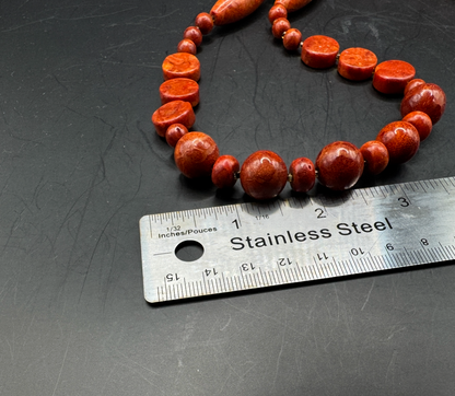 Red Coral Necklace – Victorian Revival (Mid-20th Century)