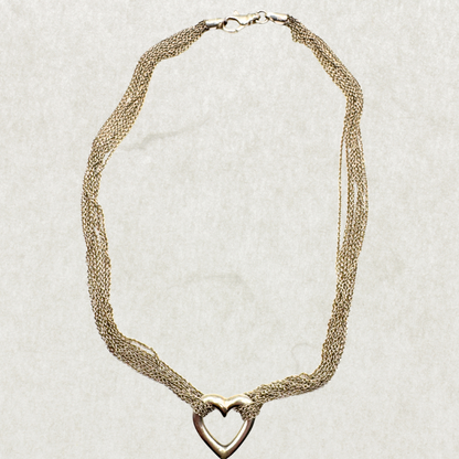 Vintage Heavy Sterling Silver Necklace with Heart – Italy 925