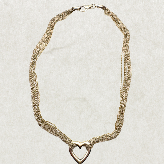 Vintage Heavy Sterling Silver Necklace with Heart – Italy 925