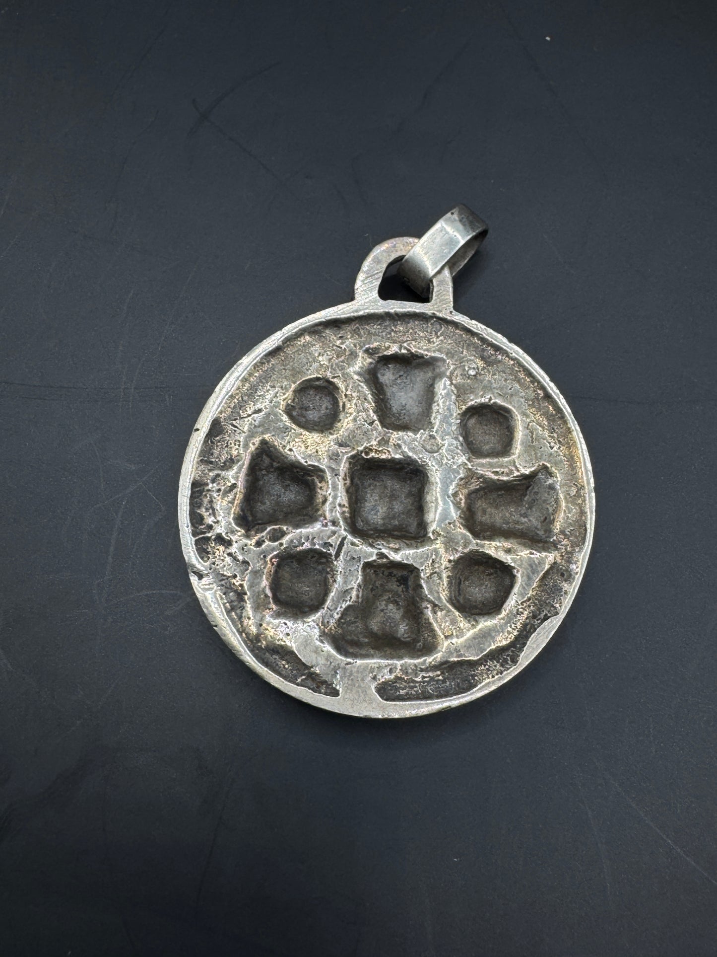Vintage Italian 800 Silver Cross Pendant by Banci – Large Statement Medallion, Brutalist Style