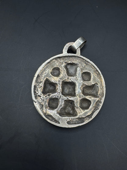 Vintage Italian 800 Silver Cross Pendant by Banci – Large Statement Medallion, Brutalist Style