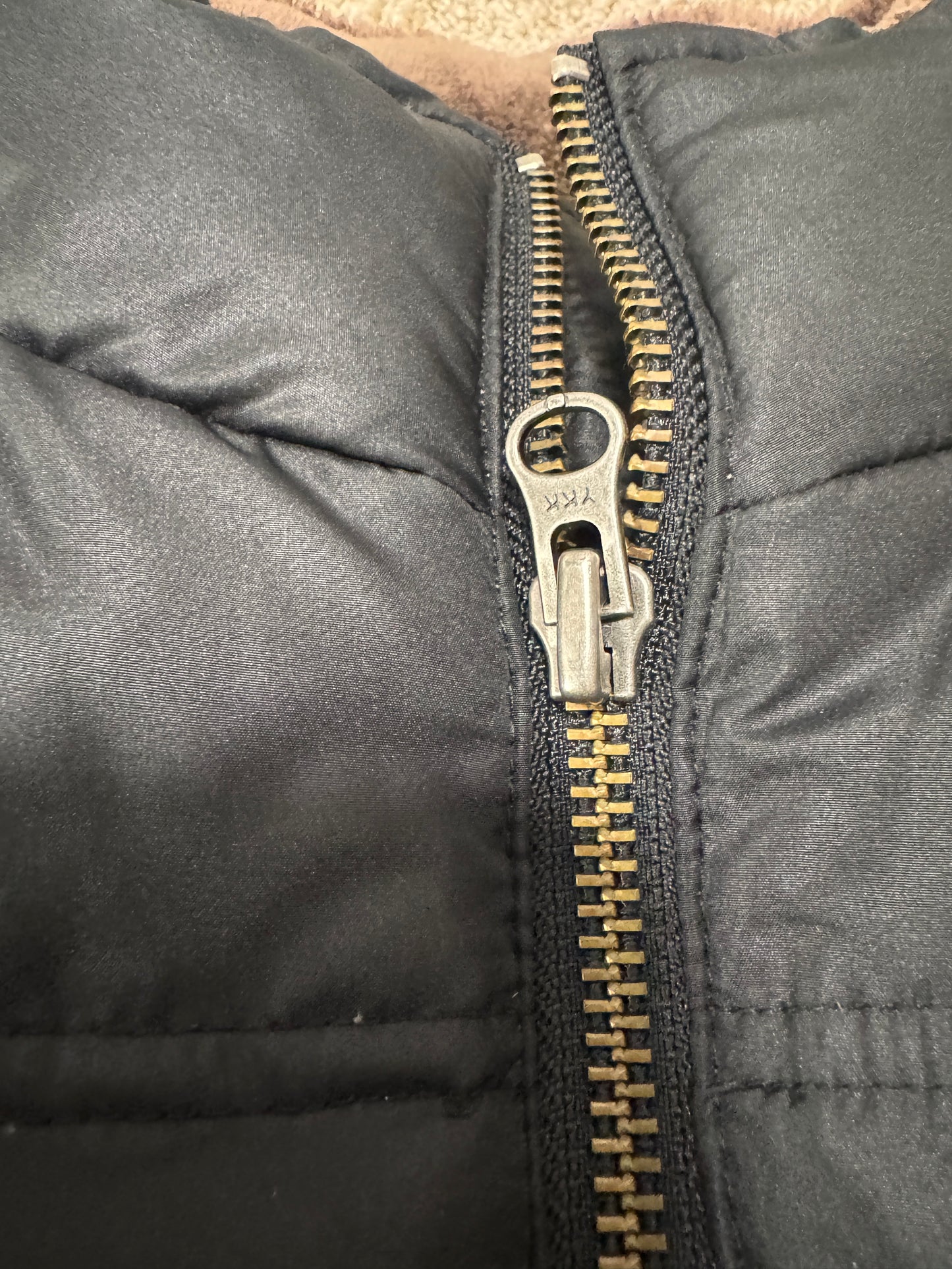 Vintage Pronto Uomo Men’s Puffer Vest – Size S, Navy, Fleece Lined, Snap Pockets