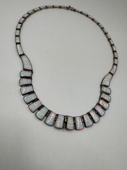 Vintage Opal Cleopatra Necklace – Sterling Silver