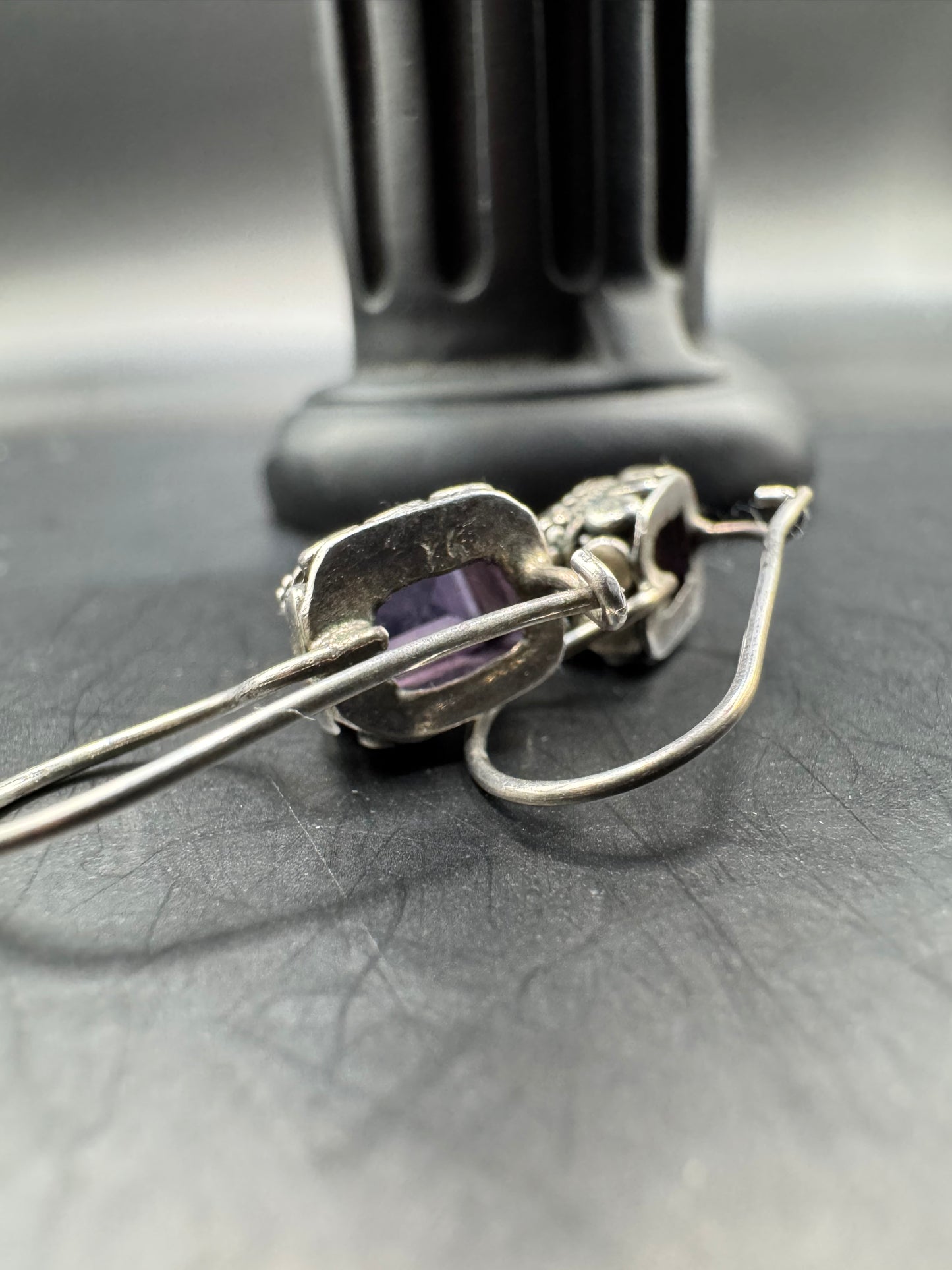 Sterling Silver Amethyst Drop Earrings