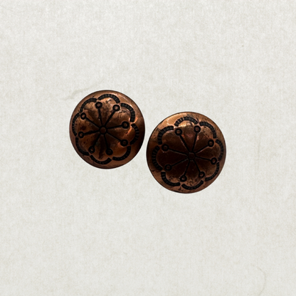 Vintage Solid Copper Clip-On Earrings – Southwest Style | 3/4” Round