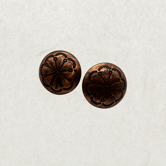 Vintage Solid Copper Clip-On Earrings – Southwest Style | 3/4” Round