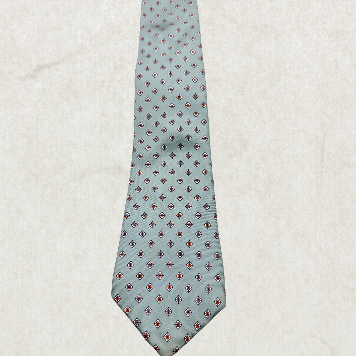 Vintage Nino Cerruti 100% Silk Tie – Light Blue Geometric Pattern, 57” x 3.5”