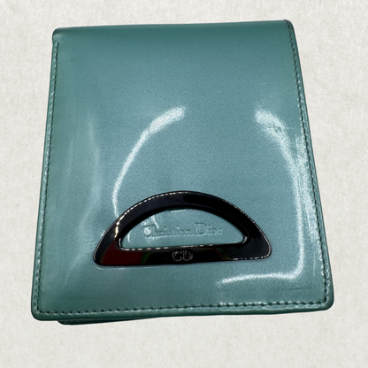 Authentic Christian Dior Wallet – 1970s/80s, Aqua Patent Leather, Excellent Condition