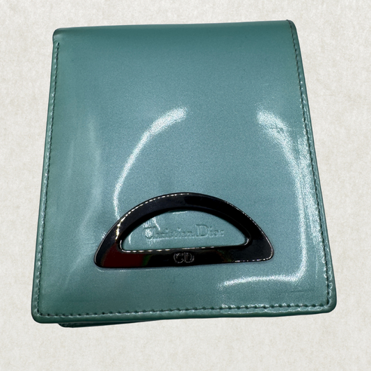 Authentic Christian Dior Wallet – 1970s/80s, Aqua Patent Leather, Excellent Condition