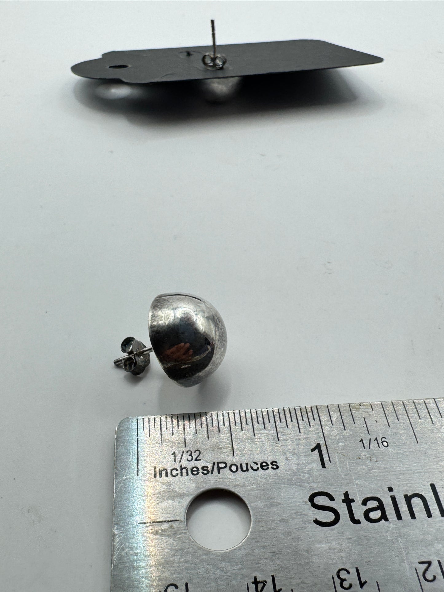 Vintage Sterling Silver Dome Stud Earrings – Minimalist Modernist Style